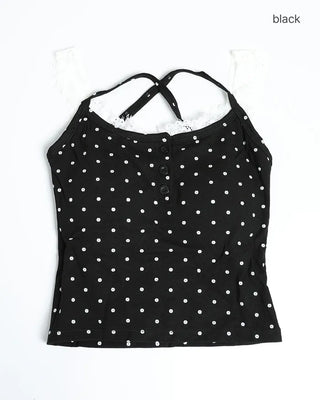 Camisole with polka dot lace cap