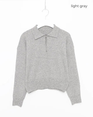 Half-zip-up color knit