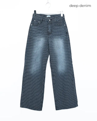 Striped denim wide-leg pants