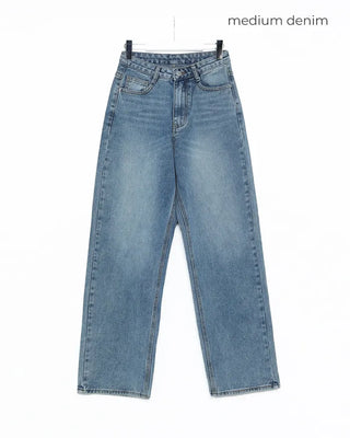 Washed wide-leg denim