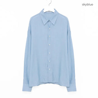 Linen-like shirred long-sleeved shirt