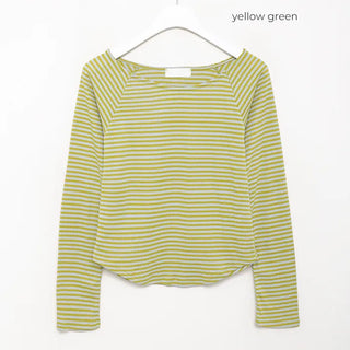 Striped boat neck long-sleeved T-shirt