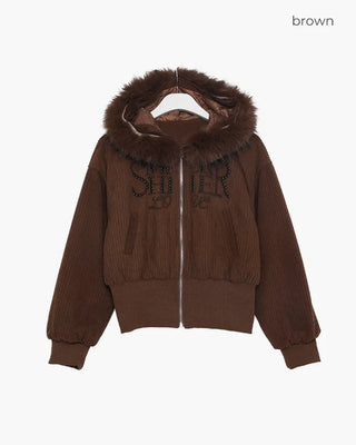 Corduroy Fur Hooded Zip