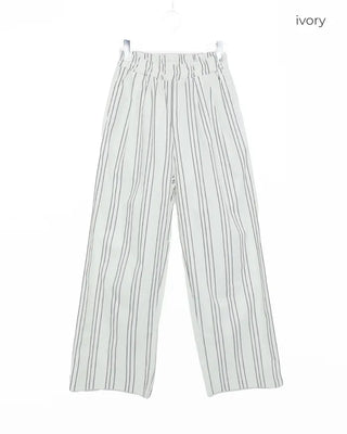 Elastic waist triple stripe cotton pants