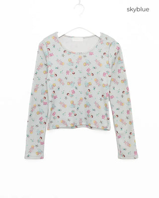 Baby Jewel Neck Cropped Fleece-Lined Cut and Sewn Top