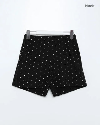 Polka Dot Elastic Waist Shorts