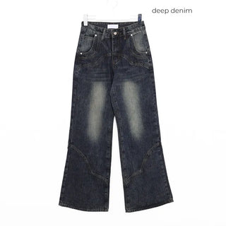 Unique seam flared denim pants