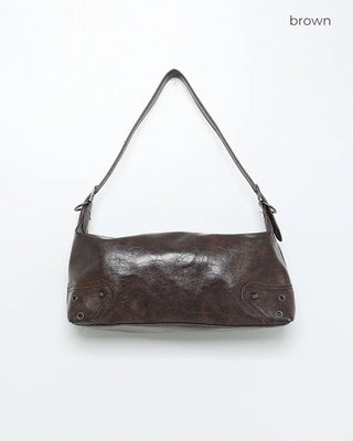 Vintage leather one-shoulder square bag