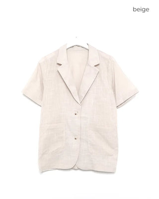 Linen Overfit Short-Sleeve Jacket