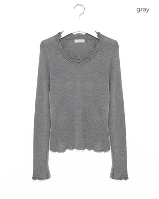 Wave puff knit T-shirt