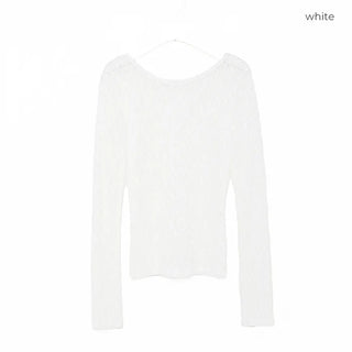 Sheer lace long t-shirt