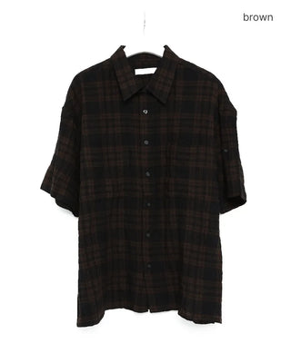 (Unisex) Check Roll-Up Short-Sleeve Shirt