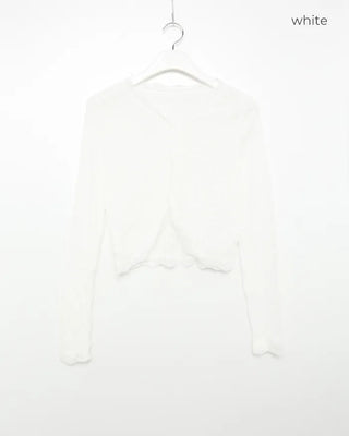 V-neck lace crop cardigan