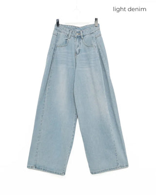Wide denim pants