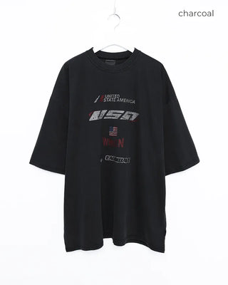 (Unisex) USA Pigment Loose Half T-Shirt