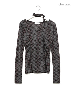 Checkered scarf T-shirt
