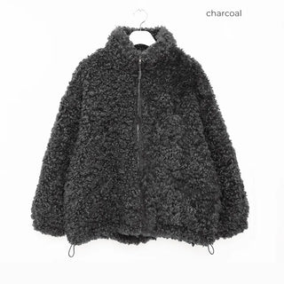 High-neck boa zip-up jacket