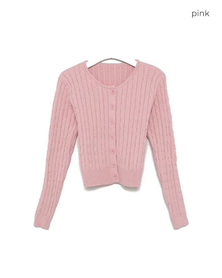 Cropped Cable Knit Cardigan