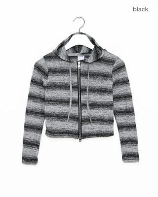 Gradient Border Double Zip Hoodie