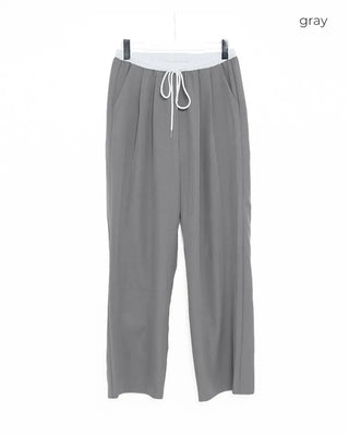 Two-tone elastic waist slacks