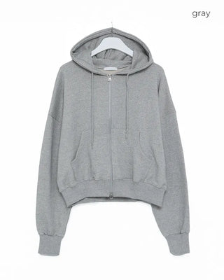 Cropped double-zip hoodie