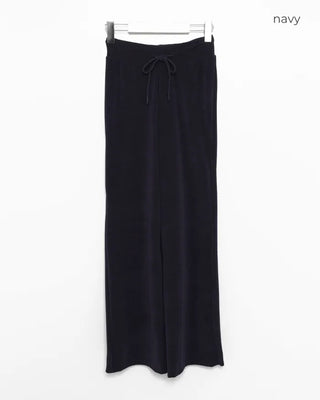 Pile waist wide rib bootcut pants