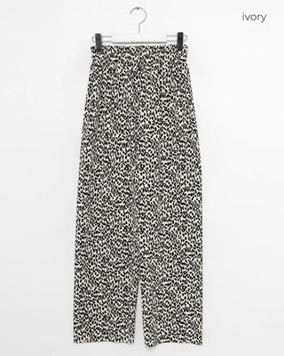 Leopard print elastic waist pants