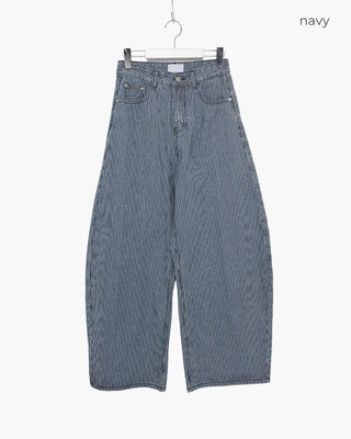Striped denim pants