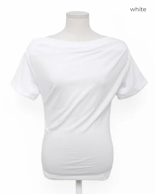 Shirred Off-Shoulder T-Shirt