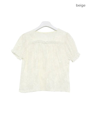 Lace short-sleeved blouse