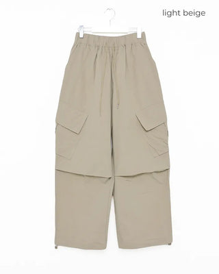 (Unisex) Elastic Waist Cotton Cargo Pants