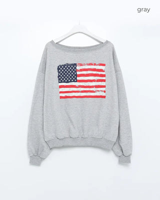 USA One-Shoulder Point Sweatshirt