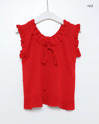 French Girly Frill Sleeveless Knit