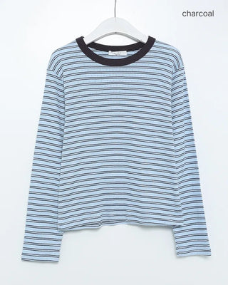 Pointelle Border Round Neck T-Shirt
