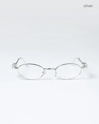 Cubic round-shaped metal frame glasses
