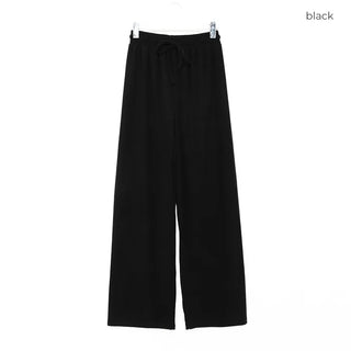 Velour wide-leg elastic waist pants
