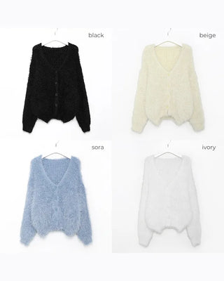 Loose shaggy fur cardigan