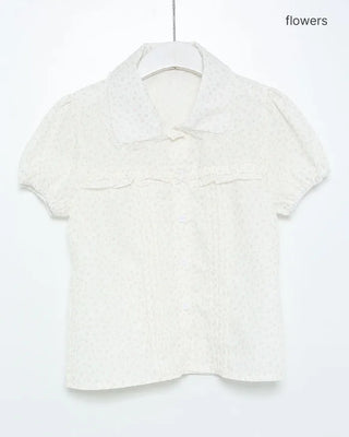 Polka Dot Pintuck Collar Blouse