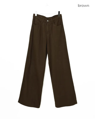 Back buckle cotton pants