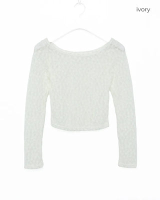 Boat neck floral lace slim top