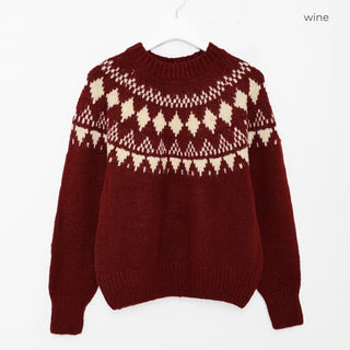 Round neck jacquard knit