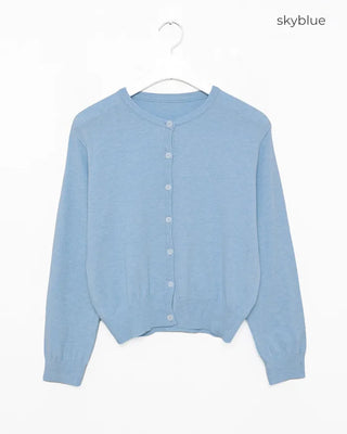 Ribbed Point Round Neck Cardigan