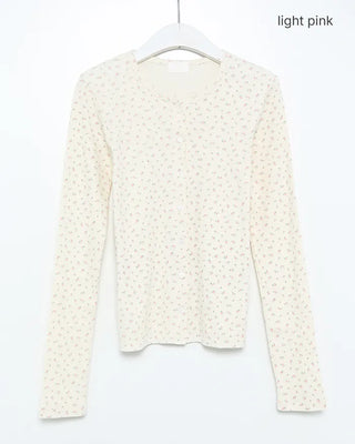 Mini Flower Rib Slim Cardigan