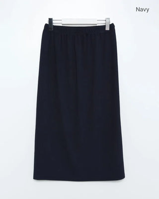 Elastic waist ribbed long skirt