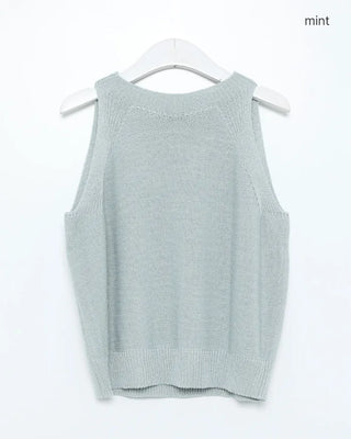 Linen boat neck sleeveless top