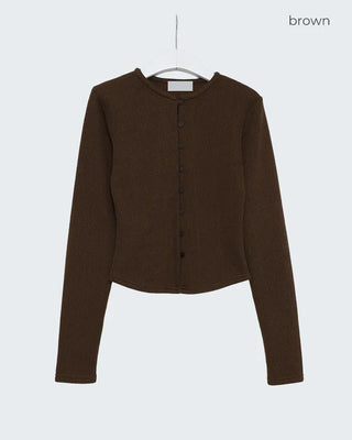 Round neck button cardigan