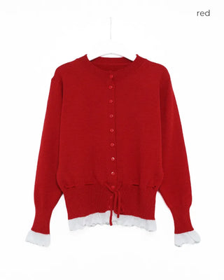 Lace-layered string cardigan