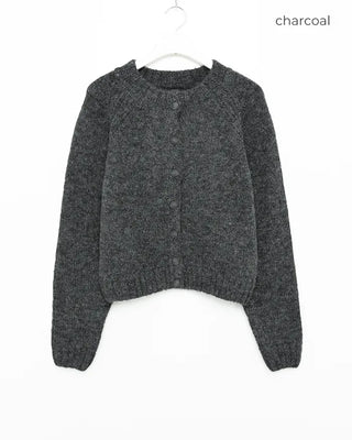 Soft raglan sleeve round neck cardigan