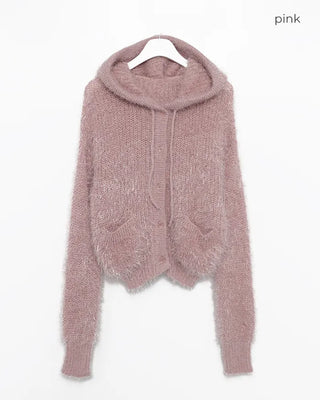 Hairy Knit Drop Shoulder Hoodie