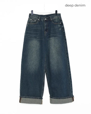 (Unisex) One-flap hip pocket wide jeans